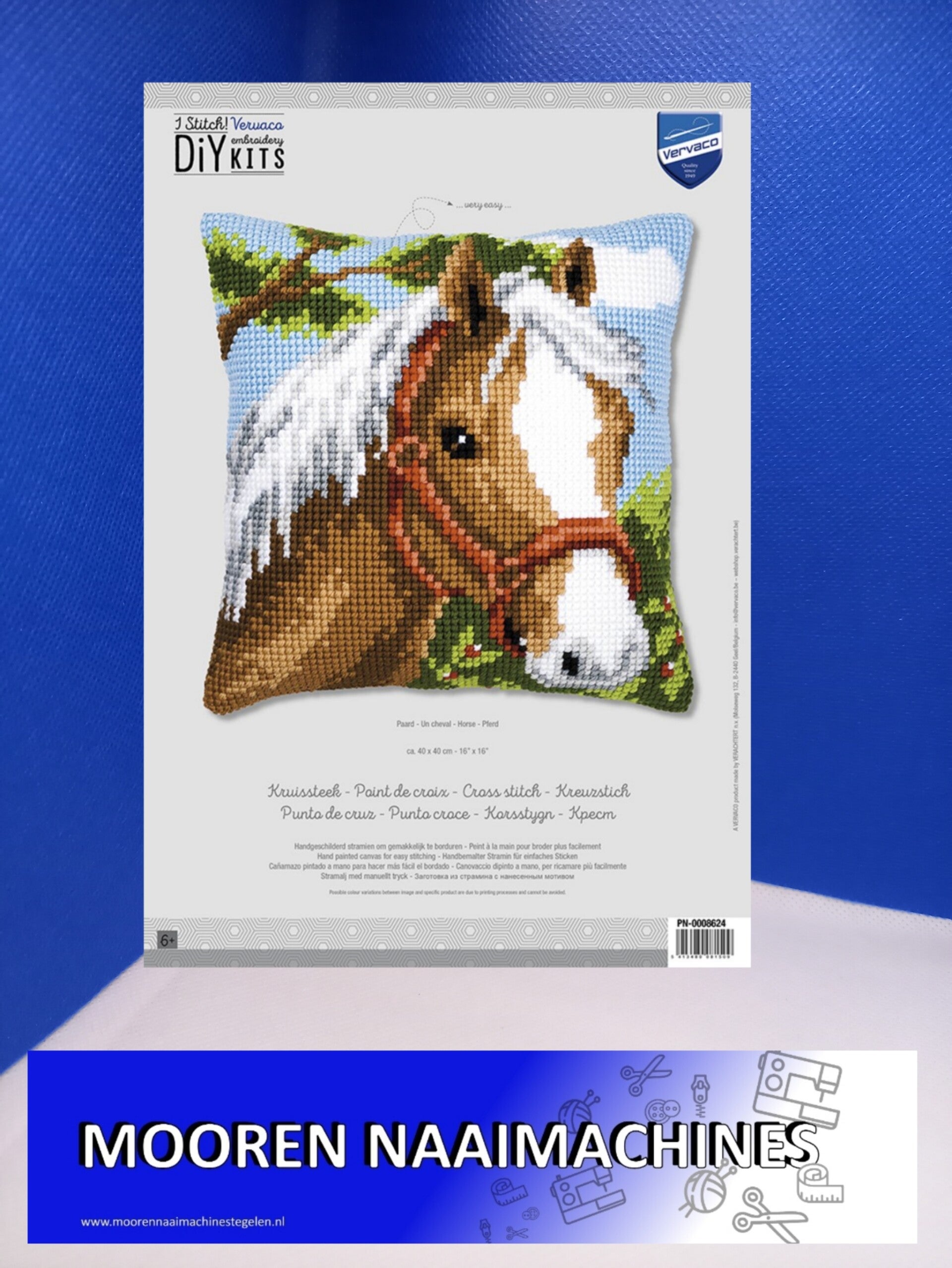 Verachtert Borduurpakket voorbedrukt Kruissteek kussen paard 40x40cm