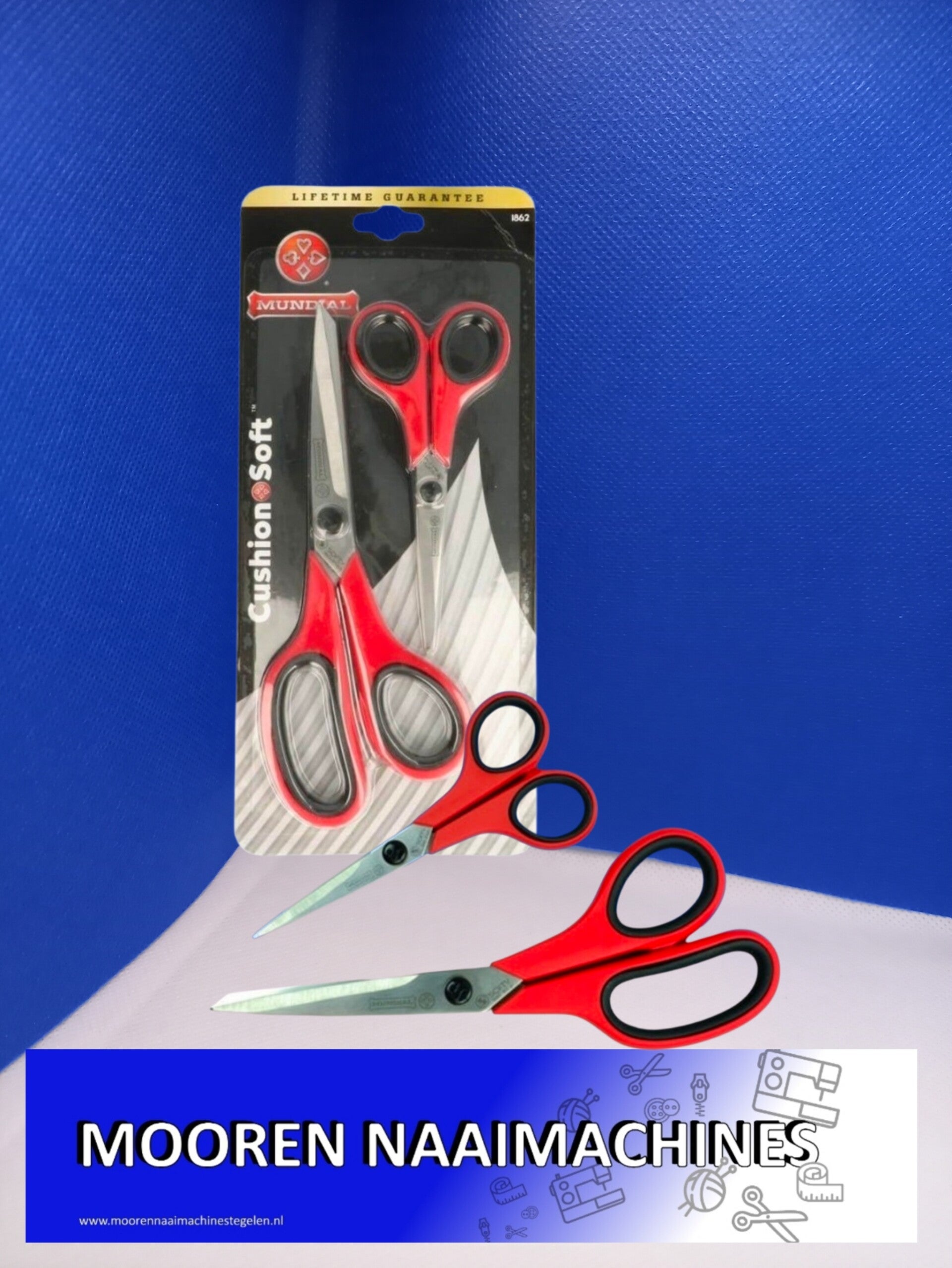 Mundial Soft-Grip Schaar set 1862 21cm+14cm Rood