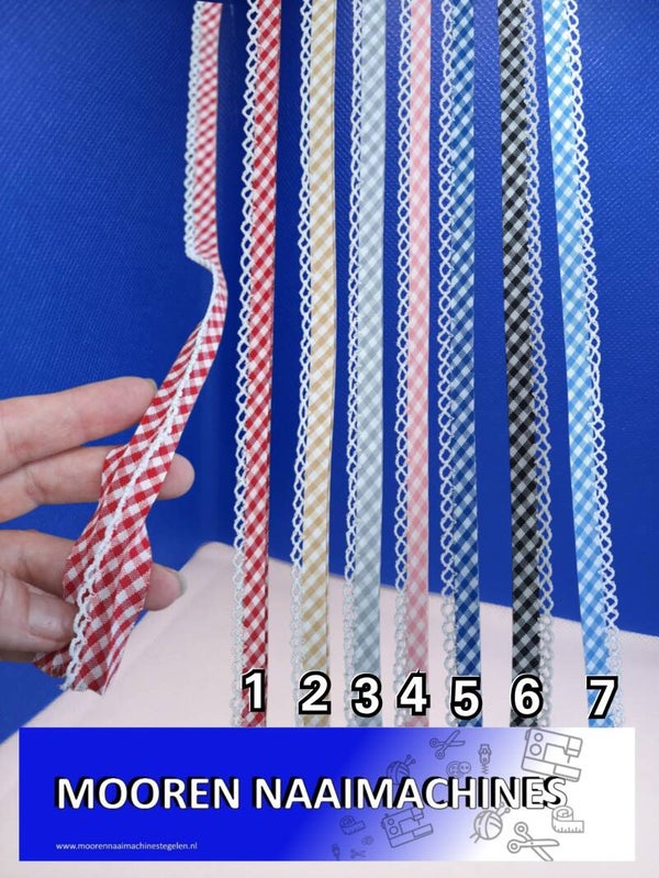 Sierband Kant Lint Restyle biasisband ruit met kant randje 1cm