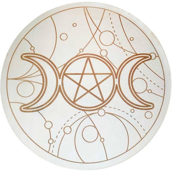 WOOD CRYSTAL GRID-TRIPLE MOON 12″DIA / GRILLE PR CRISTAUX EN BOIS-TRIPLE LUNE 12″DIA(CR)