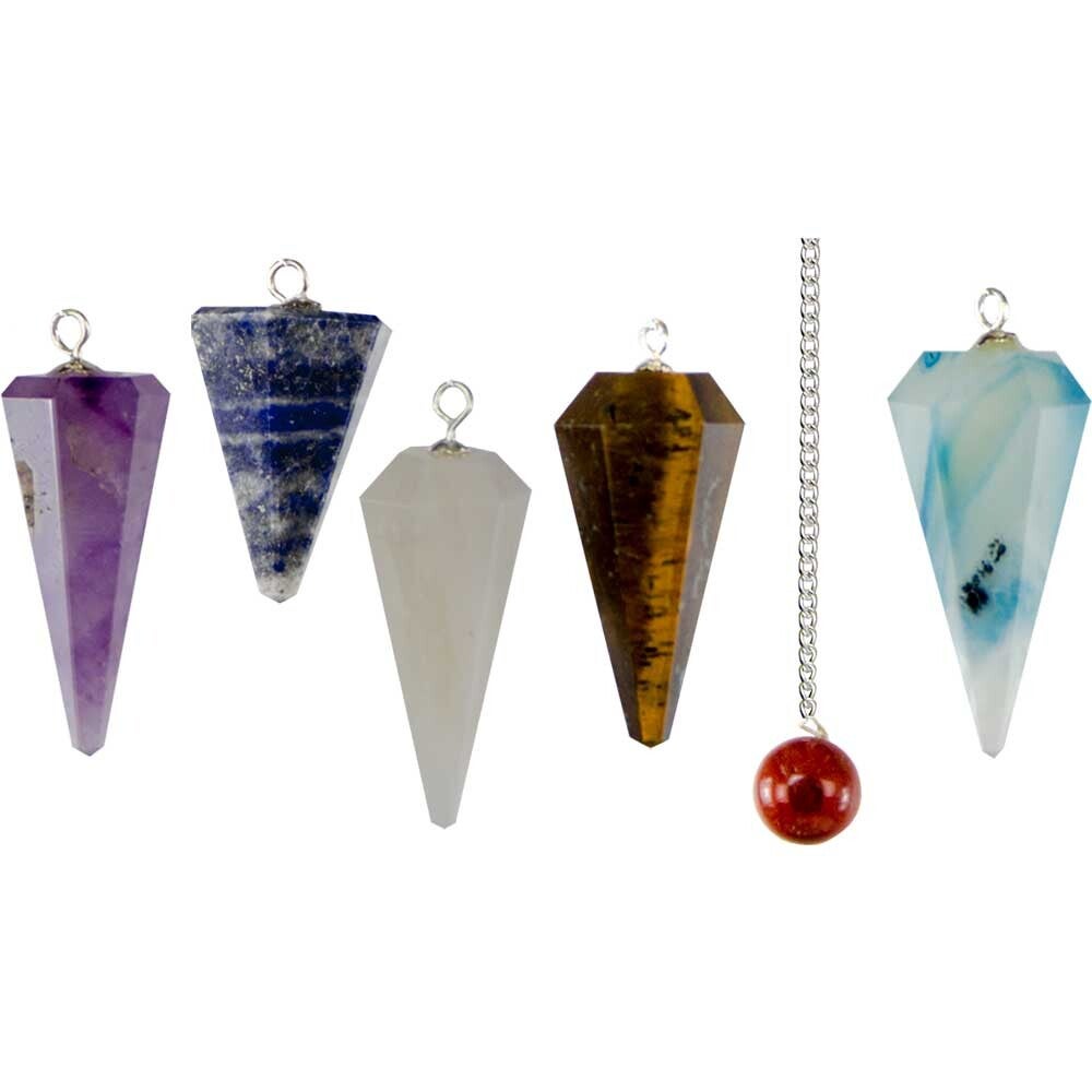 PENDULUM-GEMSTONE HEXAGONAL / PENDULES-PIERRES HEXAGONALES