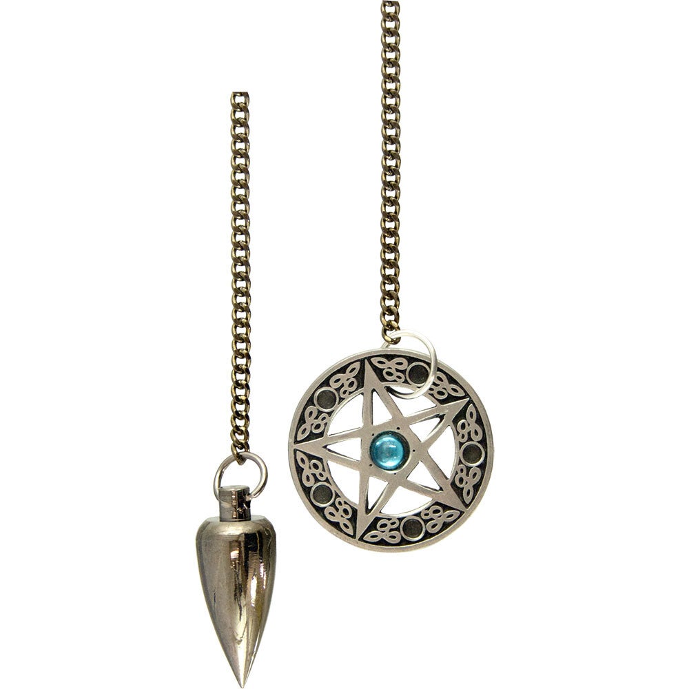 PENDULUM-METAL/PENTACLE+STONE / PENDULE EN METAL/PENTACLE+PIERRE