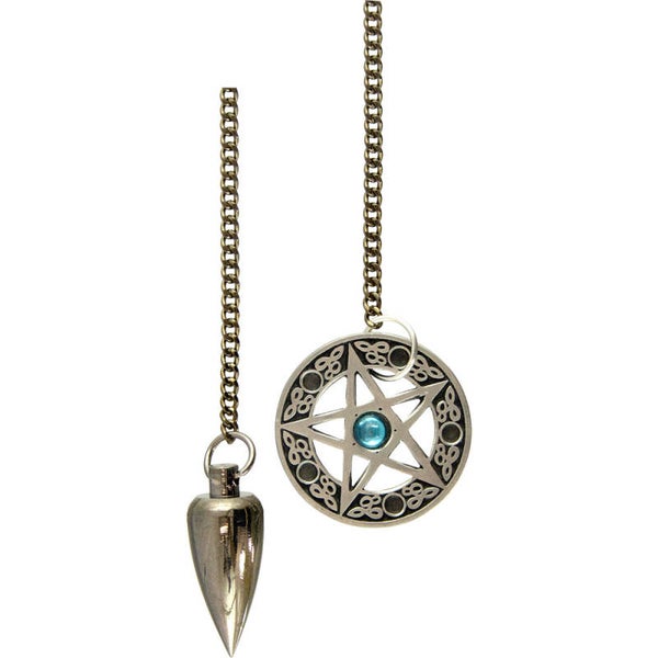 PENDULUM-METAL/PENTACLE+STONE / PENDULE EN METAL/PENTACLE+PIERRE