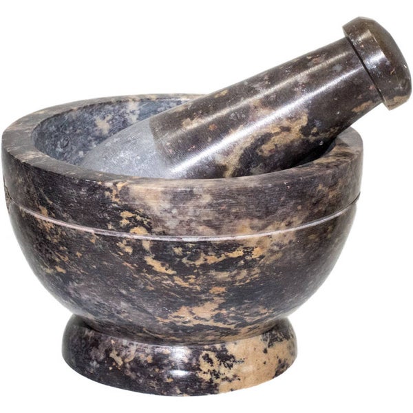 MORTAR & PESTLE – NATURAL TONE SOAPSTONE – 4″ / PIER. SAVON – MORTIER & PILON 4″ – NATUREL