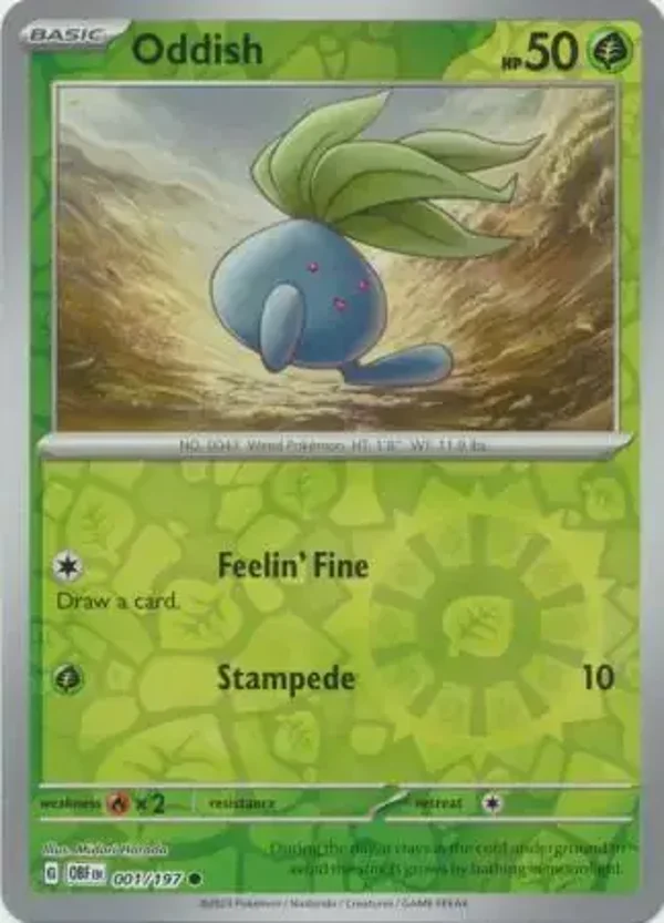 Obsidian Flames  001/197 Oddish Rev Holo