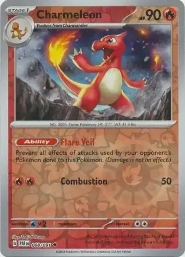 Paldean Fates  008/091 Charmeleon Rev Holo