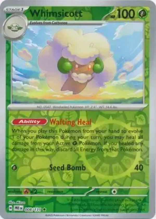 Prismatic Evolutions  008/131 Whimsicott Rev Holo