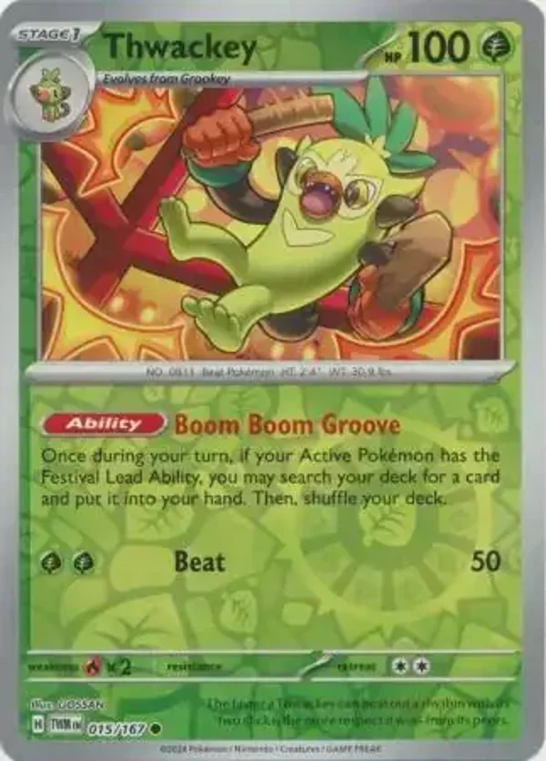 Twilight Masquerade  015/167 Thwackey Rev Holo