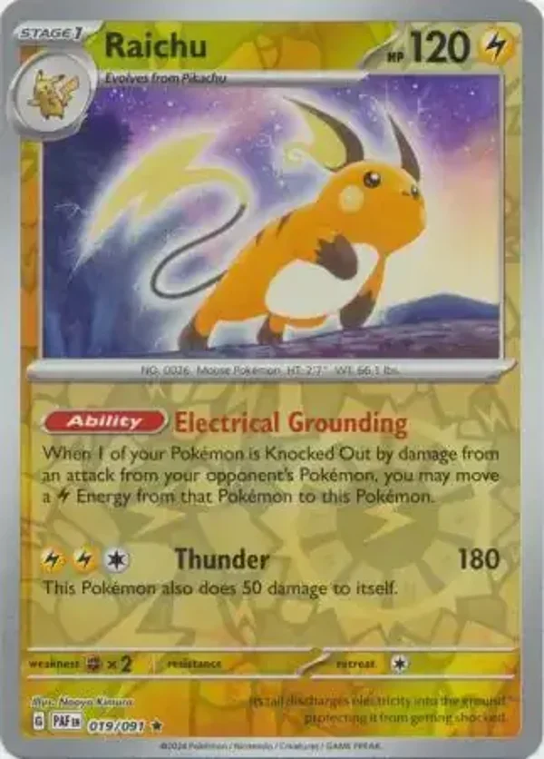 Paldean Fates  019/091 Raichu Rev Holo