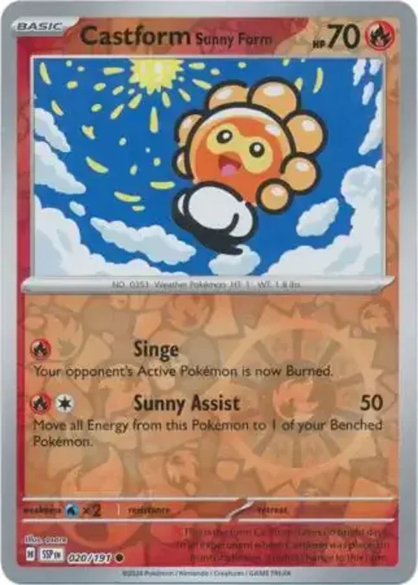 Surging Sparks  020/191 Castform Sunny Form Rev Holo