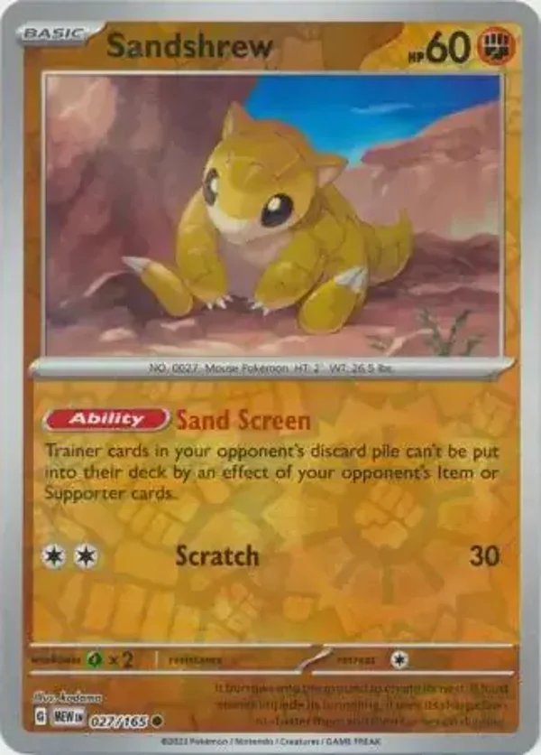 151  027/165 Sandshrew Rev Holo