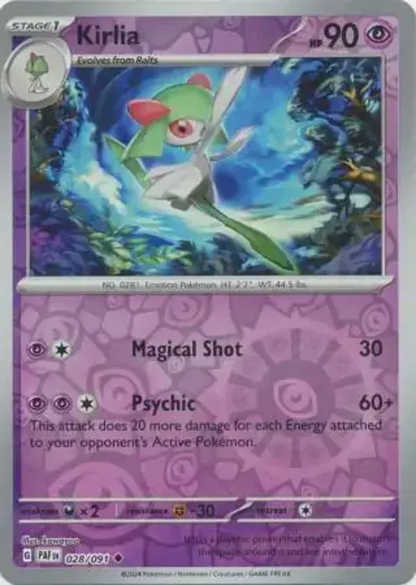 Paldean Fates  028/091 Kirlia Rev Holo