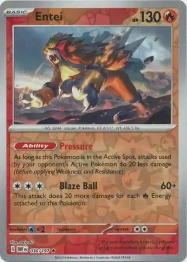 Obsidian Flames  030/197 Entei Rev Holo