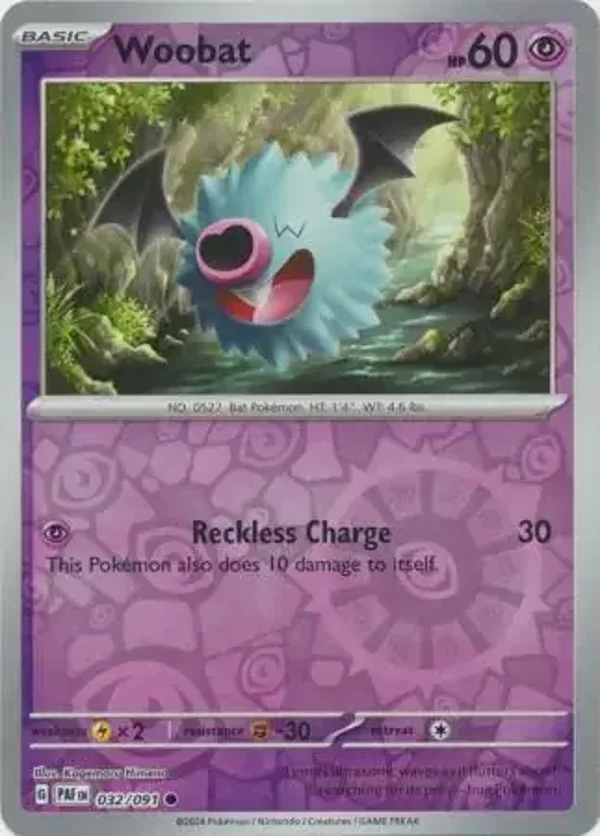 Paldean Fates  032/091 Woobat Rev Holo