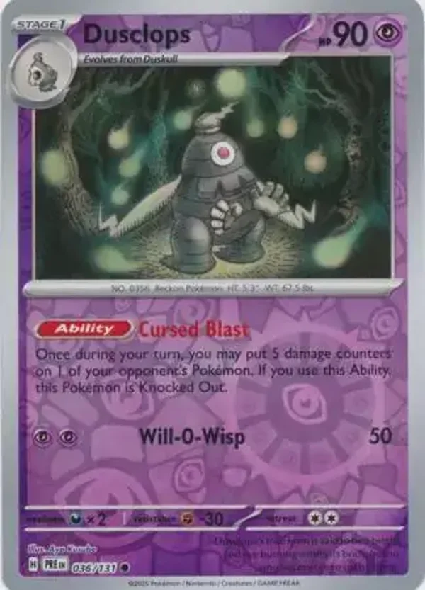 Prismatic Evolutions  036/131 Dusclops Rev Holo