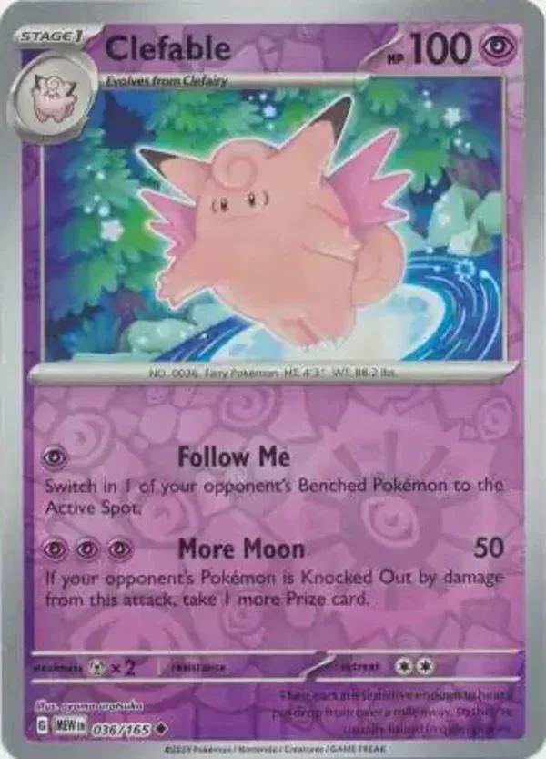 151  036/165 Clefable Rev Holo
