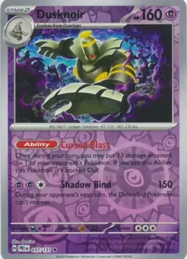 Prismatic Evolutions  037/131 Dusknoir Rev Holo