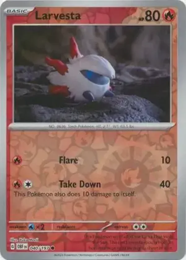 Obsidian Flames  040/197 Larvesta Rev Holo