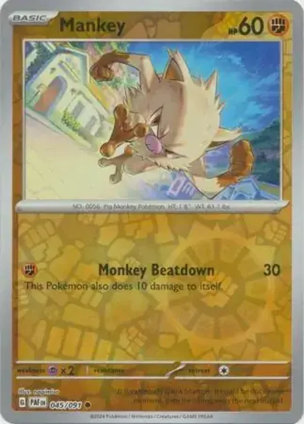 Paldean Fates  045/091 Mankey Rev Holo