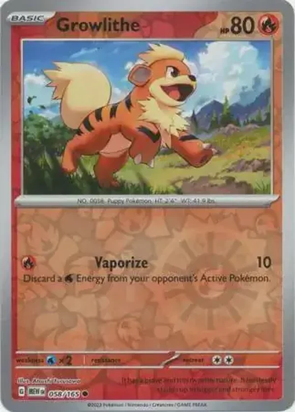 151  058/165 Growlithe Rev Holo