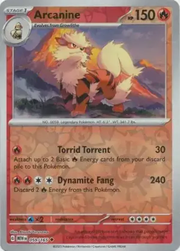151  059/165 Arcanine Rev Holo