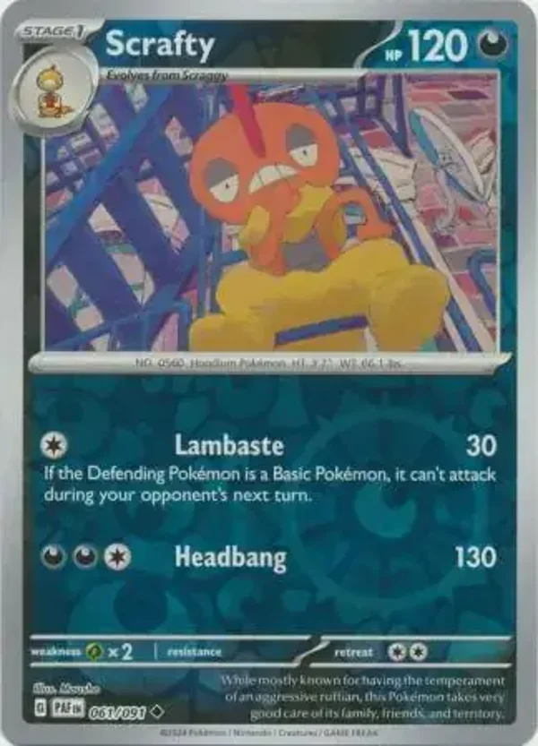 Paldean Fates  061/091 Scrafty Rev Holo