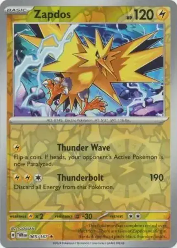 Twilight Masquerade  065/167 Zapdos Rev Holo