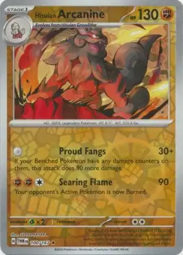 Twilight Masquerade  100/167 Arcanine Rev Holo