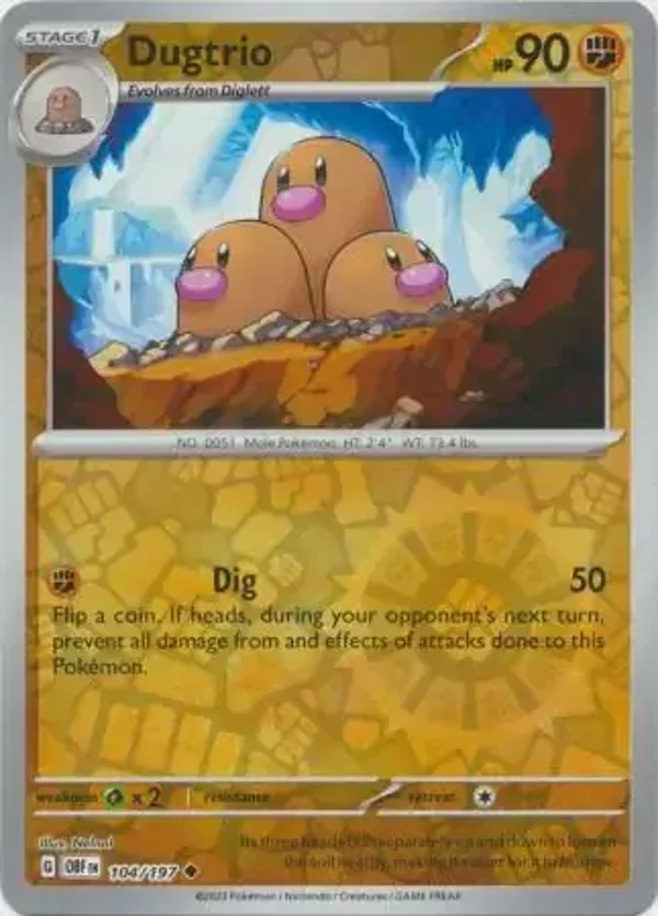 Obsidian Flames  104/197 Dugtrio Rev Holo