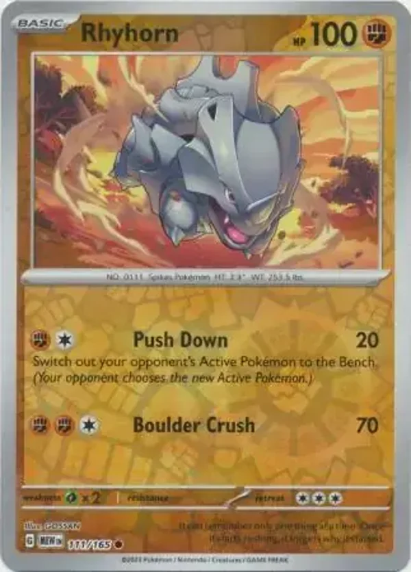 151  111/165 Rhyhorn Rev Holo