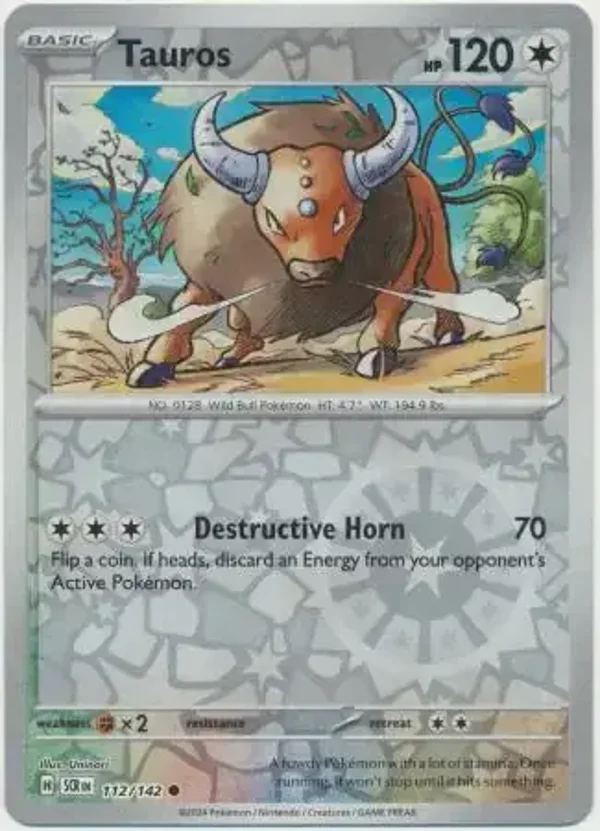 Stellar Crown  112/142 Tauros Rev Holo