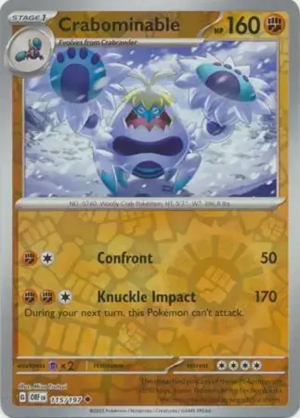 Obsidian Flames  115/197 Crabominable Rev Holo