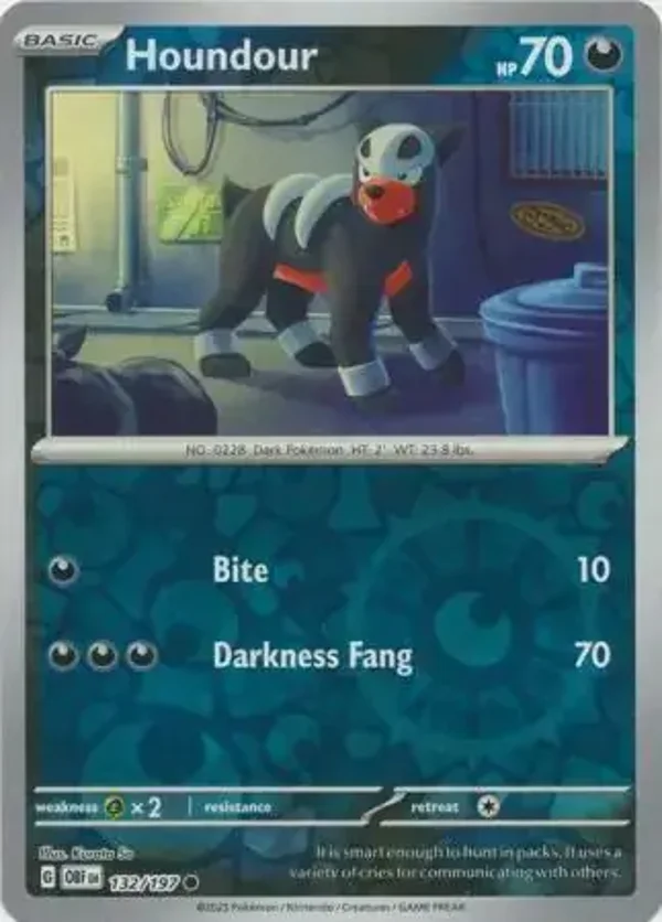 Obsidian Flames  132/197 Houndour Rev Holo