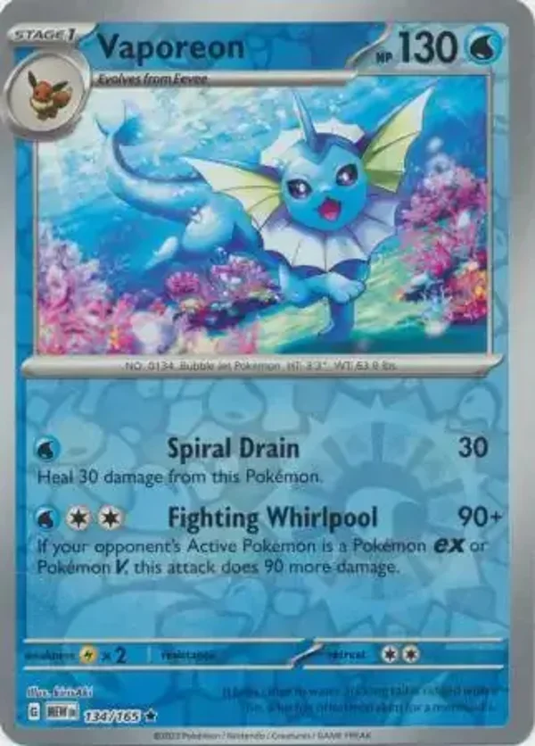 151  134/165 Vaporeon Rev Holo
