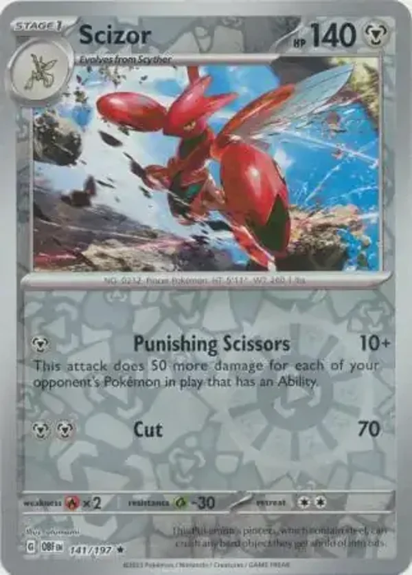 Obsidian Flames  141/197 Scizor Rev Holo