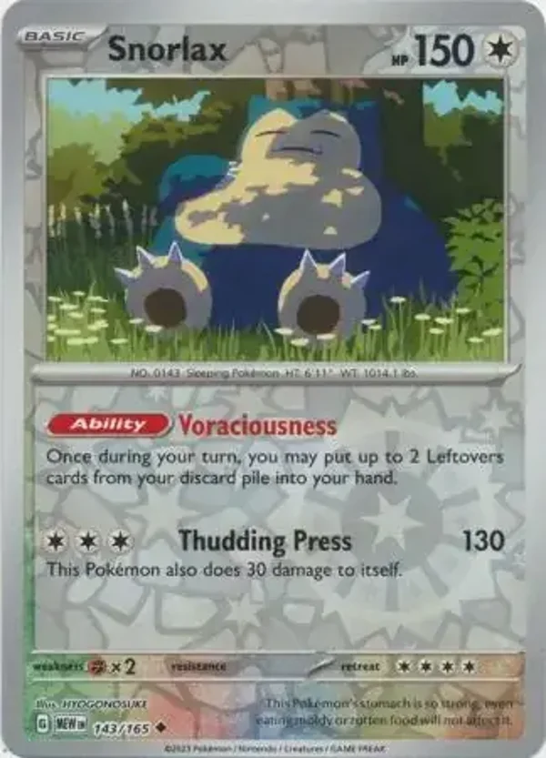 151  143/165 Snorlax Rev Holo