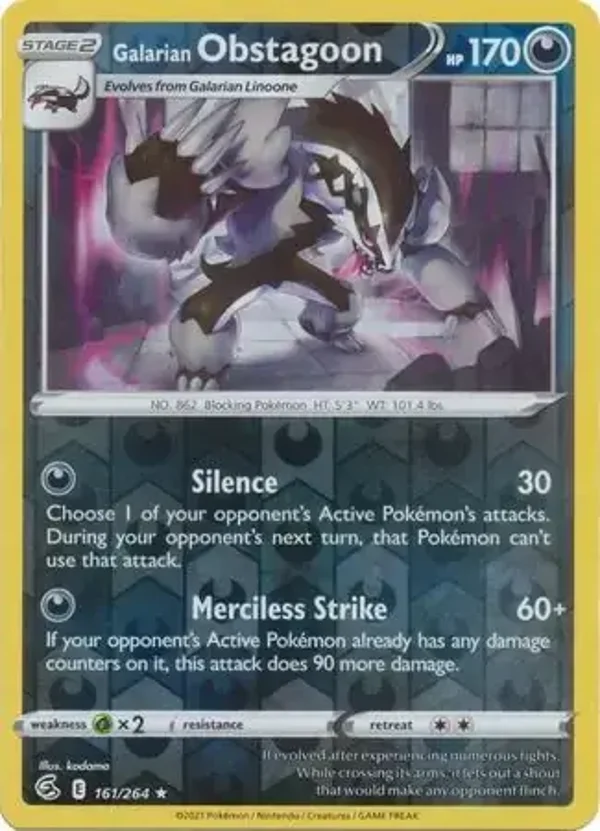 Fusion Strike  161/264 Galarian Obstagoon Rev Holo