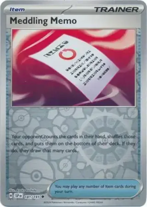 Surging Sparks  181/191 Meddling Memo Rev Holo