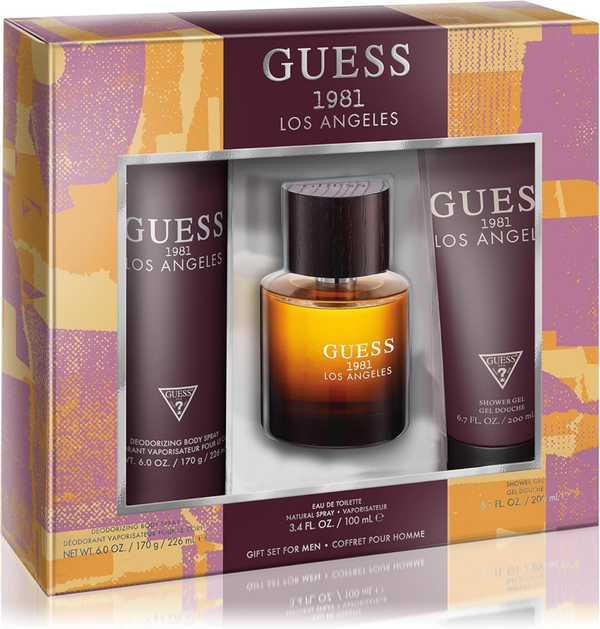 GUESS 1981 Los Angeles Men/Homme Coffret cadeau 3 pièces Eau de toilette Cologne Vaporisateur 170 ml et gel douche 170 ml