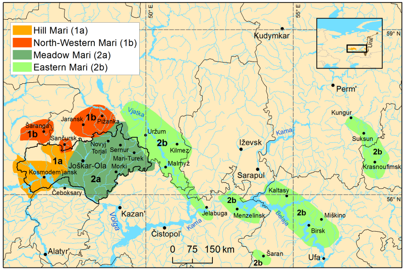 A detailed map of the Mari languages
