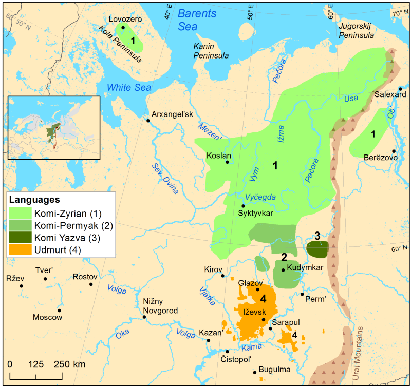 A detailed map of the Permic languages