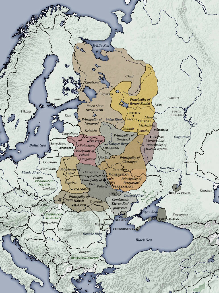 A map of the principalities of Kievan Rus' (1054-1132)