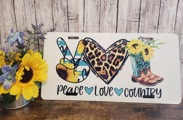 Peace, Love, Country Liscense Plate