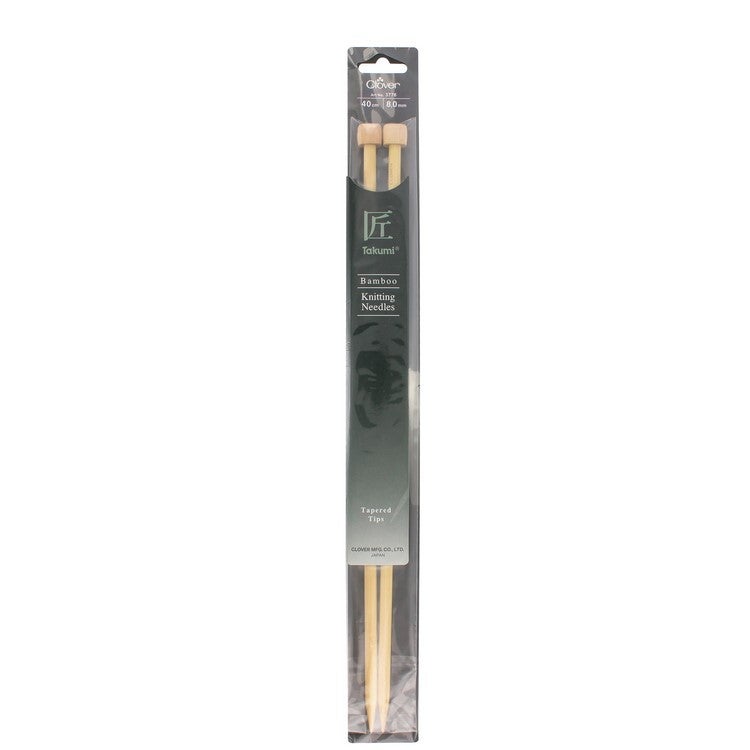 Aiguilles tricot Takumi bambou 40cm numero 8 Clover