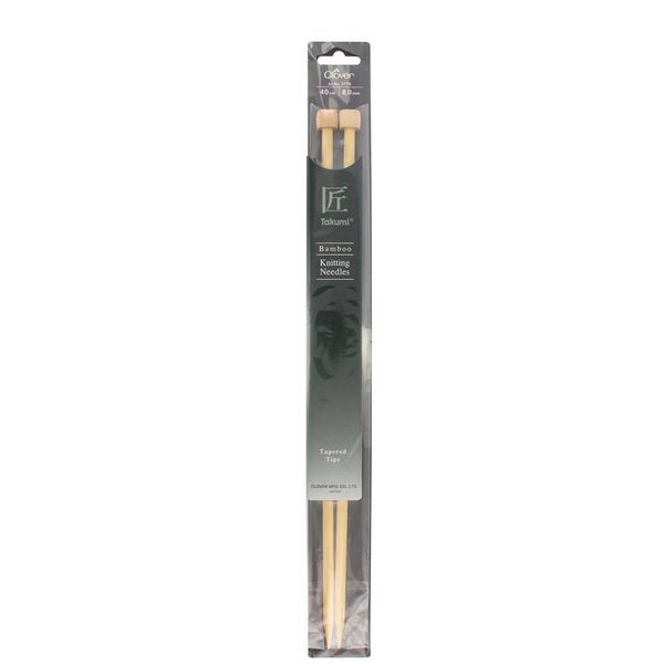 Aiguilles tricot Takumi bambou 40cm numero 8 Clover