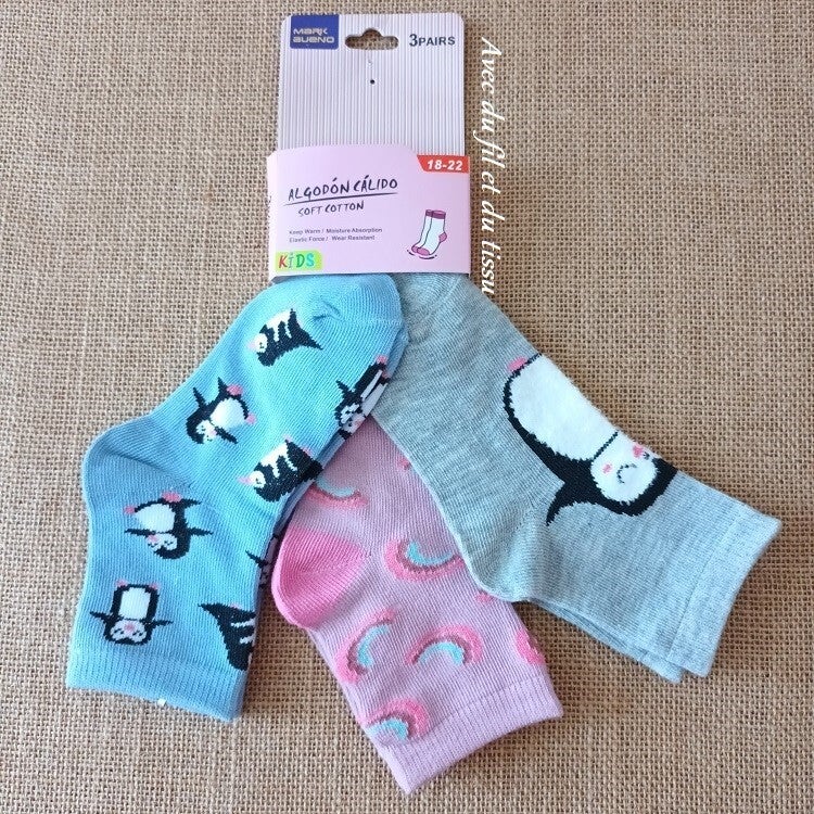 3 paires chaussettes fille taille 18-22 - au choix