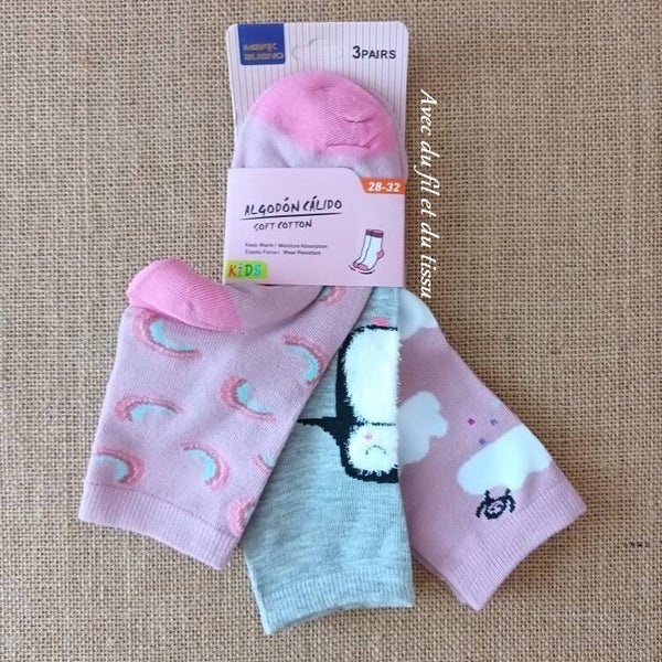 3 paires chaussettes fille taille 28-32 - au choix