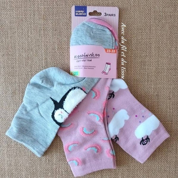 3 paires chaussettes fille taille 33-35 - au choix