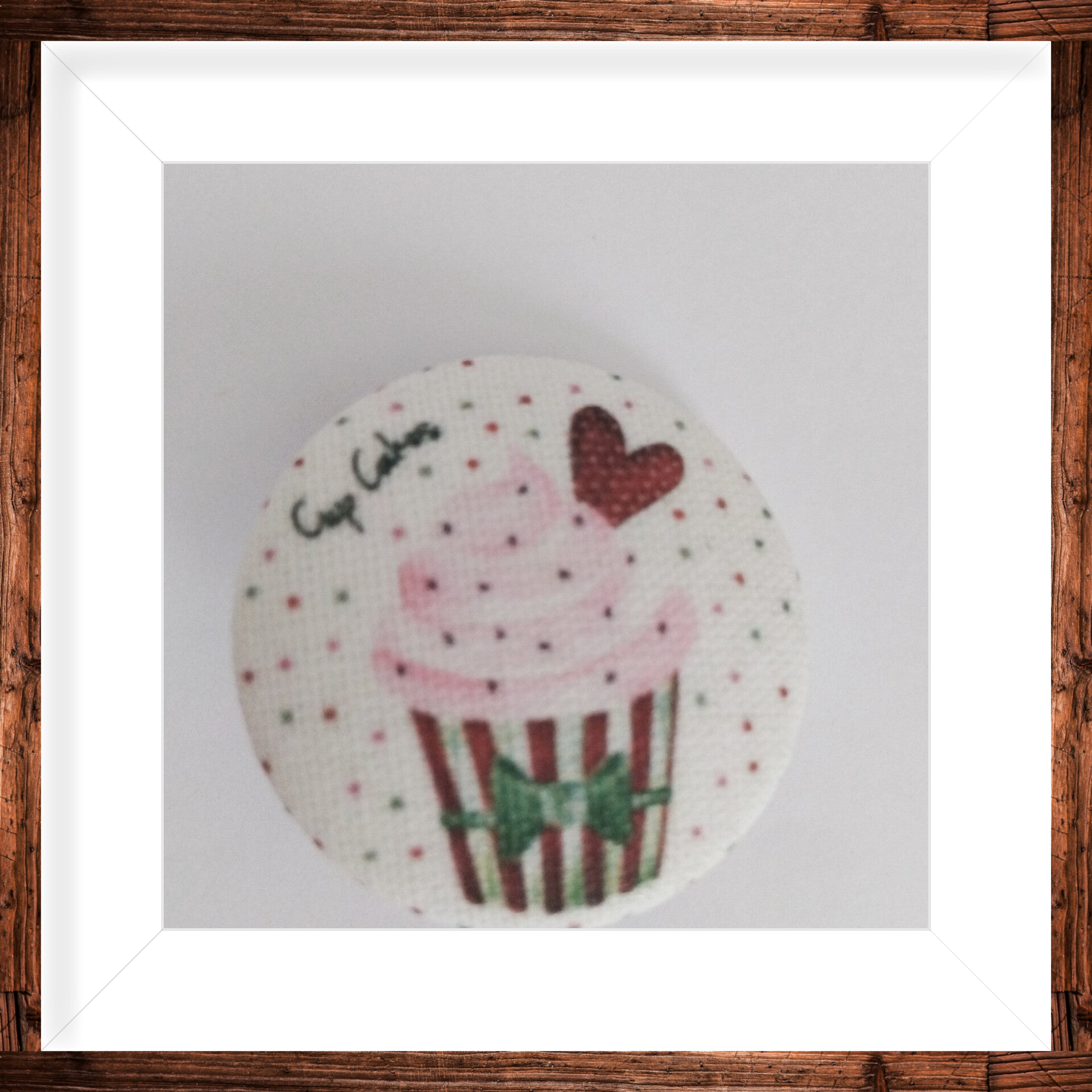 Bouton recouvert de tissu motif cupcake