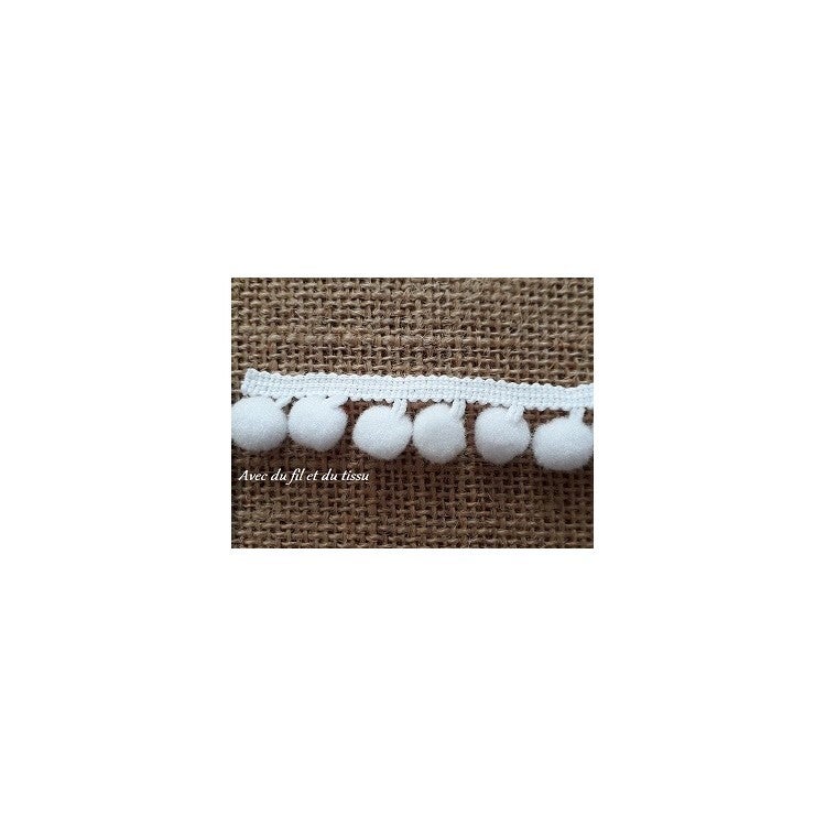 Ruban a gros pompons 16mm blanc